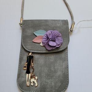 Woman and dog cell phone purse